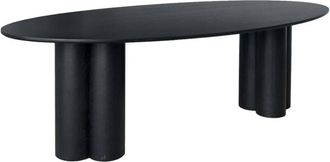 Sweeek 8-seater oval dining table, rubberwood and oak veneer, Leonore, Black, 220x110x73 cm