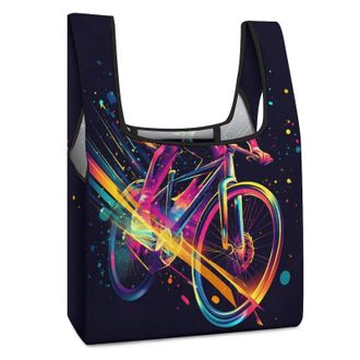 Generic Cycling Forever Colorful Speed Reusable Shopping Bags Lightweight Foldable Grocery Bag Polyester Washable Tote Bag