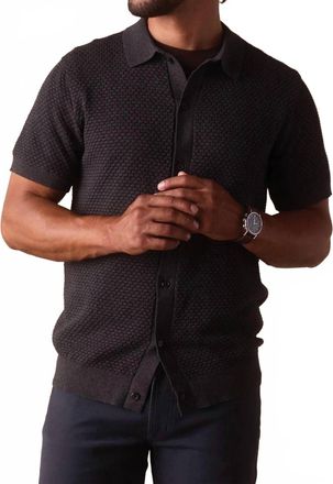 The Normal Brand Robles Knit Jacquard Button Up In Charcoal