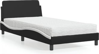 vidaXL Cama Con Colch&oacute;n Cuero Sint&eacute;tico Negro Y Blanco 100x200 Cm Vidaxl