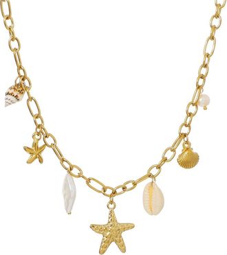 Adornia Adornia 18K Plated Stainless Steel 10Mm Pearl Tarnish-Resistant Charm Necklace