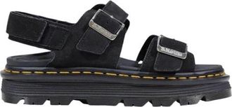 Dr. Martens Open Teen Leren Sandalen Met Gesp - Dames - Sandalen - Zwart - 36 EU - Leer - Schoenen