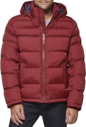 Tommy Hilfiger Mens Down Alternative Hooded Puffer Jacket (Standard and Big & Tall) Coat, New Matte Red, 3XL