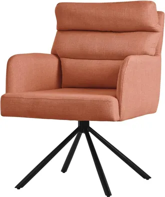 ML Design Silla giratoria, naranja, de poliéster, con respaldo y reposabrazos