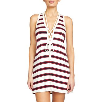 Robin Piccone Amy Stripe Cover-Up Tunic in Navy-Red at Nordstrom Rack, Size X-Small
