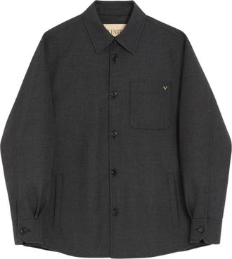 Valentino Shirt Jacket in Nylon Gabardine with VGold - Heren - Zomerjassen - Grijs - M - Nylon - Jassen
