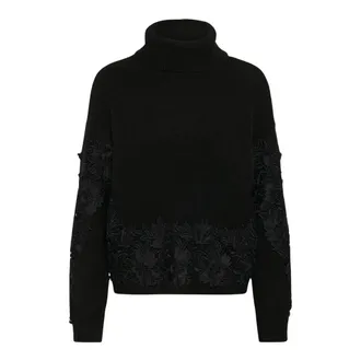 Kaffe Kasiff Maglione a Collo Alto - - Knitwear - Donna - Nero - 2XL