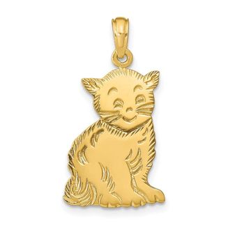 Diamond2Deal 14k Yellow Gold Polished Cat Charm