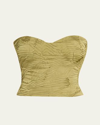 Ulla Johnson Heleen Satin Strapless Crop Top