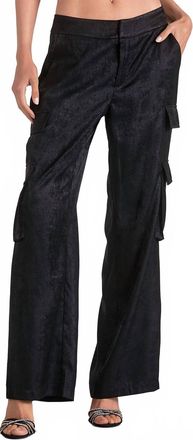 Elan Whitney Satin Cargo Pants In Black