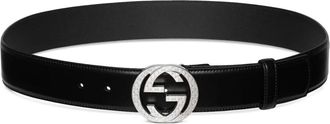 Gucci Zwart Interlocking G Gesp Riem - Heren - Accessoires - Zwart - Maat: 85 CM Leer