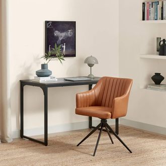 Furniturebox Calla Tan Faux Leather Swivel Office Chair
