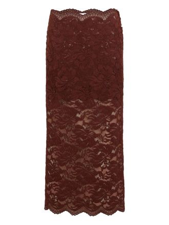 Paco Rabanne Midi-rok met bloemenkant - Bruin