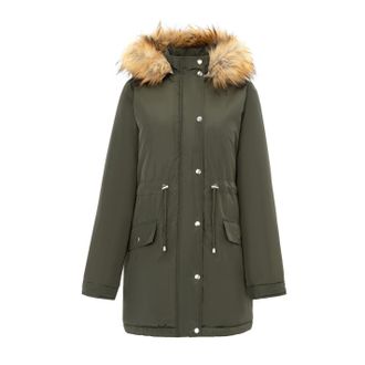 Miso Dames Hooded Full Zip Parka (Khaki Groen)