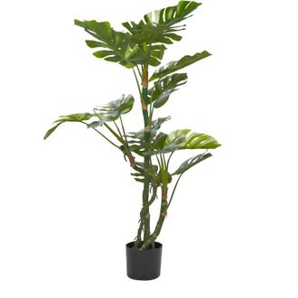 Beliani Planta Artificial En Maceta Para Interior Maceta Moderna De Pl&aacute;stico Negro 135 Cm Monstera Plant