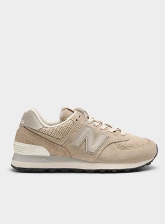 New Balance Womens 574 beige suede sneakers
