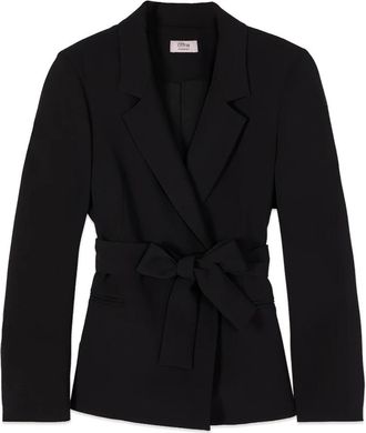 Oltre Blazer met strikceintuur - Dames - Blazers - Zwart - XS - Polyester - Jassen