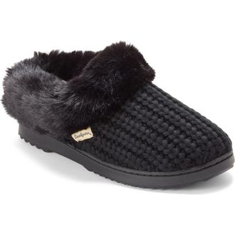 Dearfoams Hannah Festive Knit Clog Slipper in Black/black at Nordstrom, Size Medium