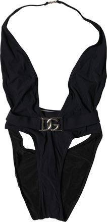 Dolce & Gabbana Black DG Nylon One-Piece Swimsuit Womens Swimwear