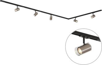 QAZQA Qazqa Sistema De Carril Monof&aacute;sico Moderno Negro Con 5 Focos