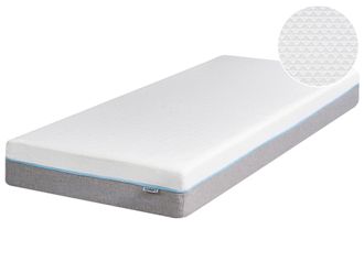 Beliani Materasso In Memory Foam Bianco Con Tessuto Grigio Duro 80 X 200 Cm Glee
