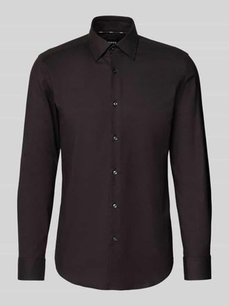 HUGO BOSS Slim Fit Businesshemd aus Bi-Color Twill Modell HANK in Dunkelbraun, Größe 39