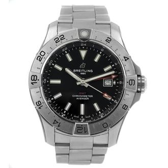 Breitling Pre-owned Breitling Avenger GMT Automatic Chronometer Black Dial Mens Watch A32320101B1A1