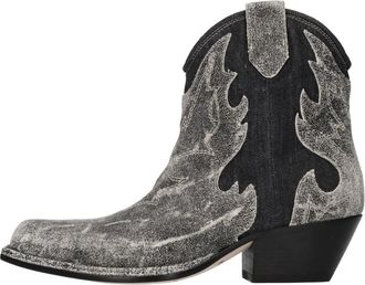 Vic Mati&eacute; Texaanse Enkellaarsjes - Dames - Cowboylaarzen - Grijs - 37 EU - Leer - Schoenen