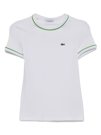 Lacoste accent jersey T-shirt - women - Cotton/Elastane - 34 - White