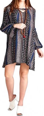 Velzera Floral Paisley Keyhole Neckline Mini Dress In Black Multi