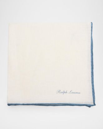 Ralph Lauren Men & apos;s Tipped Linen Pocket Square