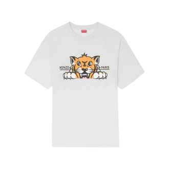 Kenzo T-Shirts, male, Beige, Size: XS Happy Tiger Oversize T-shirt