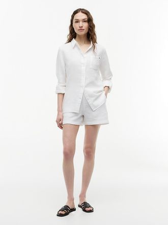Tommy Hilfiger Womens Crinkle Gauze Pull-On Short - Optic White - XS