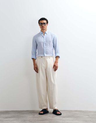 Asos Pantaloni sartoriali ampi bombati bianco testurizzato
