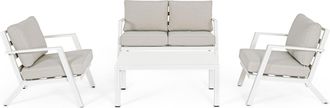 BIZZOTTO Hochwertiges 4-teiliges Gartenlounge-Set Harlem - Weiss/Hellgrau