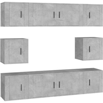 vidaXL Vidaxl - Set De Muebles De Tv 8 Pzas Madera Contrachapada Gris Hormig&oacute;n