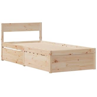 Berkfield Home Modern Bed Frame without Mattress 75x190 cm Small Single Solid Wo in Natural