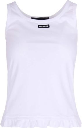 Rotate Tanktop met rucheszoom - Dames - Tops zonder mouwen - Wit - M - Katoen - Tops