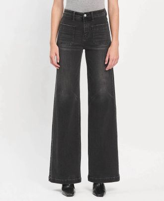 Flying Monkey Olivia Wide Leg Trouser Jeans In Engross