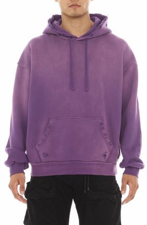 Cult of Individuality Core Distressed French Terry Pullover Hoodie in Dusty Lavender at Nordstrom, Size Xx-Large