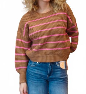 Saltwater Luxe Opal Stripe Long Sleeve Sweater In Latte