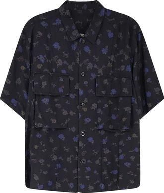 sacai Shirt met bloemenprint - Heren - Korte mouwen Overhemden - Zwart - L - Katoen - Overhemden