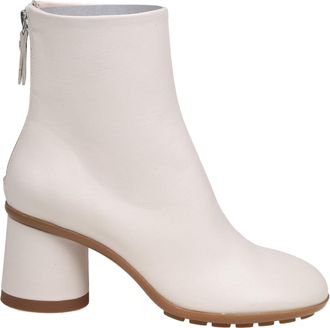 AGL Curvy Ankle Boots In Chalk Color Leather