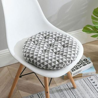 Elle Juego De 6 Cojines Redondos Para Silla, 40 Cm - Mezcla De Algod&oacute;n Y Lino - Resistentes A La Suciedad - Para Uso Interior Y Exterior - 40 Cm De Grosor
