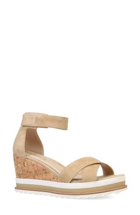 Pelle Moda Westyn Ankle Strap Platform Wedge Sandal in Latte at Nordstrom, Size 5