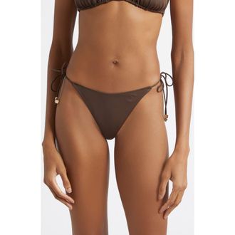Jacquemus Le Bas de Plage String Bikini Bottoms in Brown at Nordstrom, Size Xx-Large