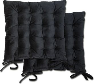 TJ Hughes Velvet Holland Luxury Seat Pad in Black - TJ Hughes