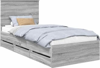 vidaXL Estructura De Cama Gris Sonoma 100 X 200 Cm Madera Ingenieril Vidaxl
