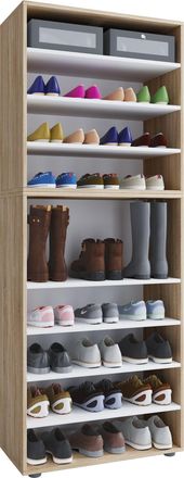 ebuy24 Ebuy24 - Estante De Zapato De Madera Vcm Dimensiones: Al. 183 X An. 70 X P. 37 Cm Armario Multiusos 9 Compartimentos Sin Puertas - Lona (sonoma Roble)