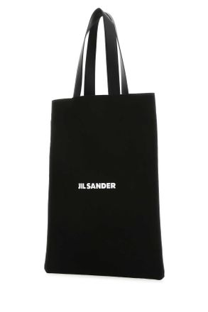 Jil Sander Womens Black Canvas Shopping Bag 001 Exterior: Cotton Linen Calf Borse A Mano